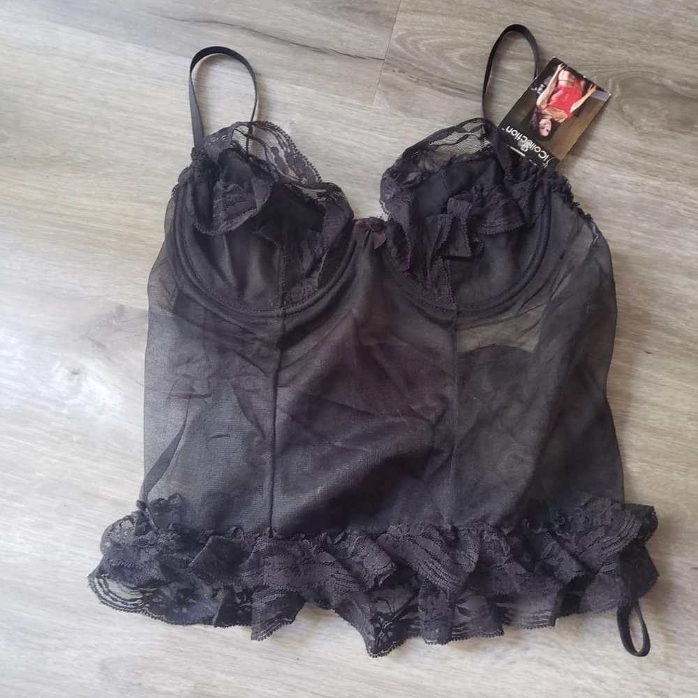 modern black lace corset with eye hooks